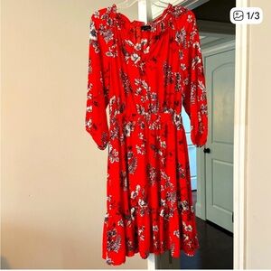 Talbots Red Floral Midi Dress